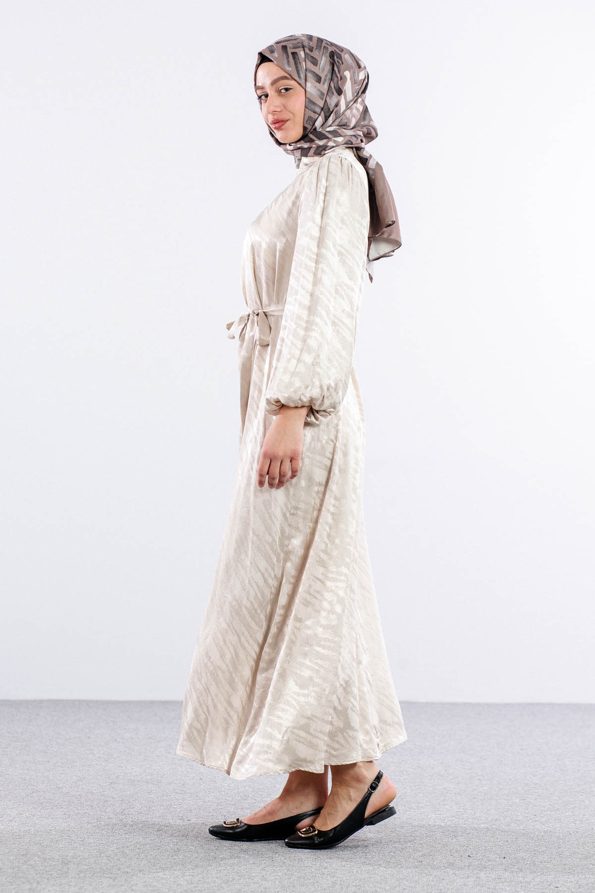 2573 Elbise 36-44 Saten - Tas - 3