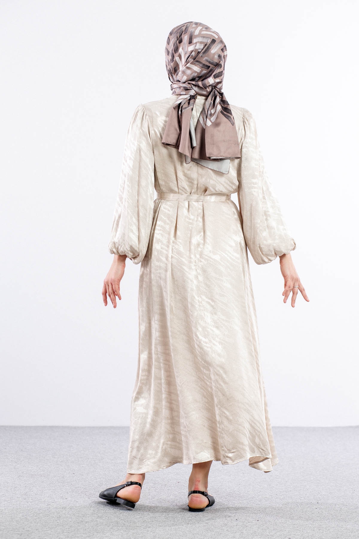 2573 Elbise 36-44 Saten - Tas - 5