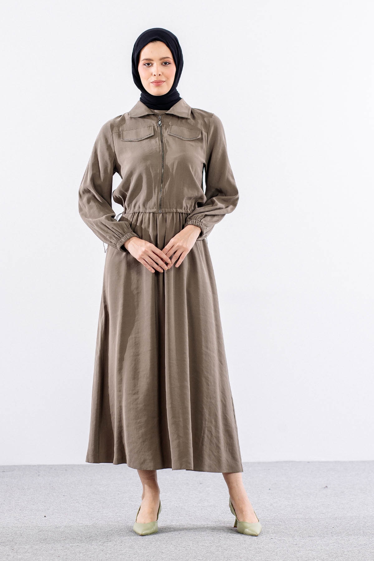 2574 Elbise Takim 38-46 - A_yesil - 1