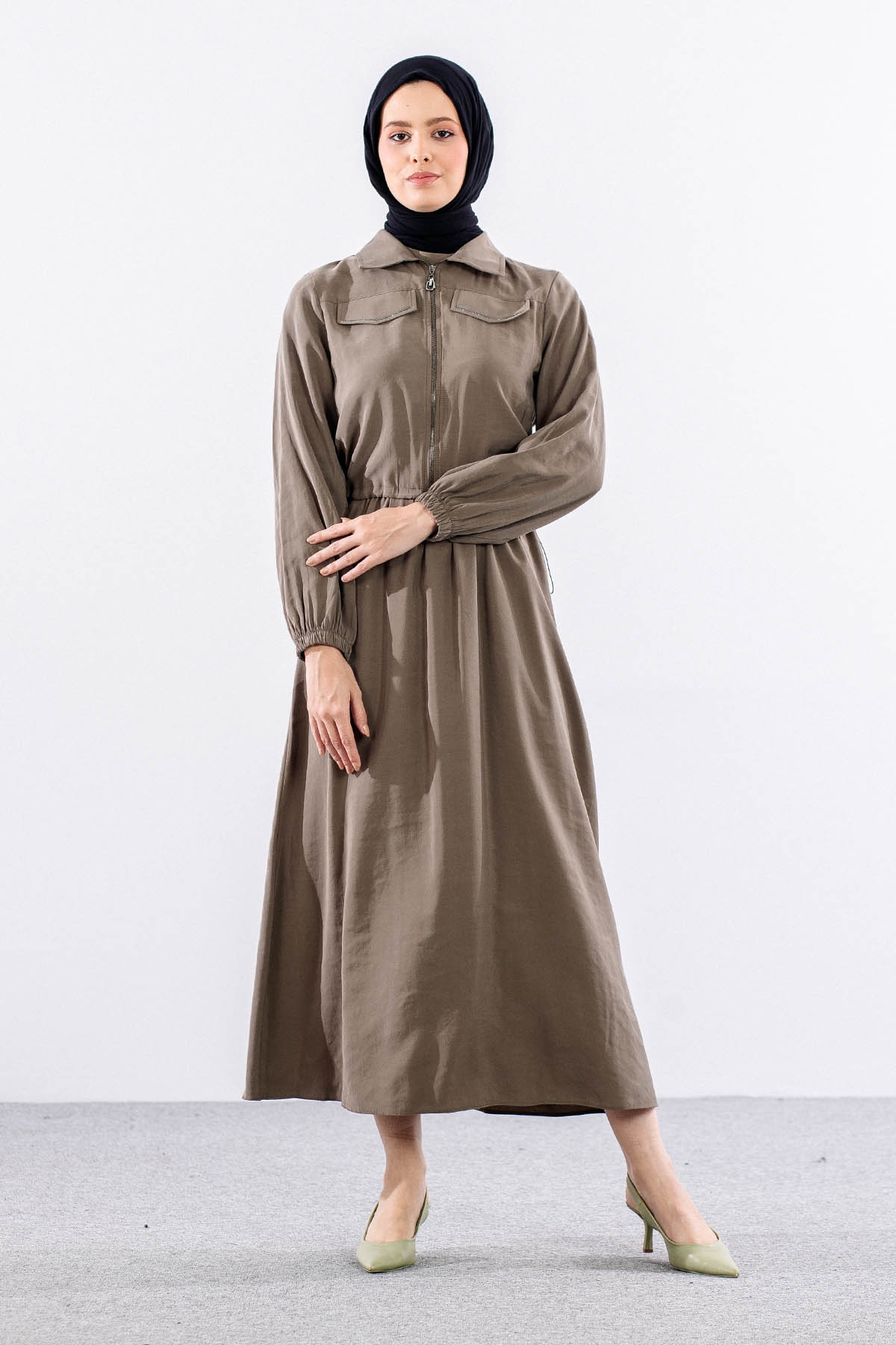 2574 Elbise Takim 38-46 - A_yesil - 2