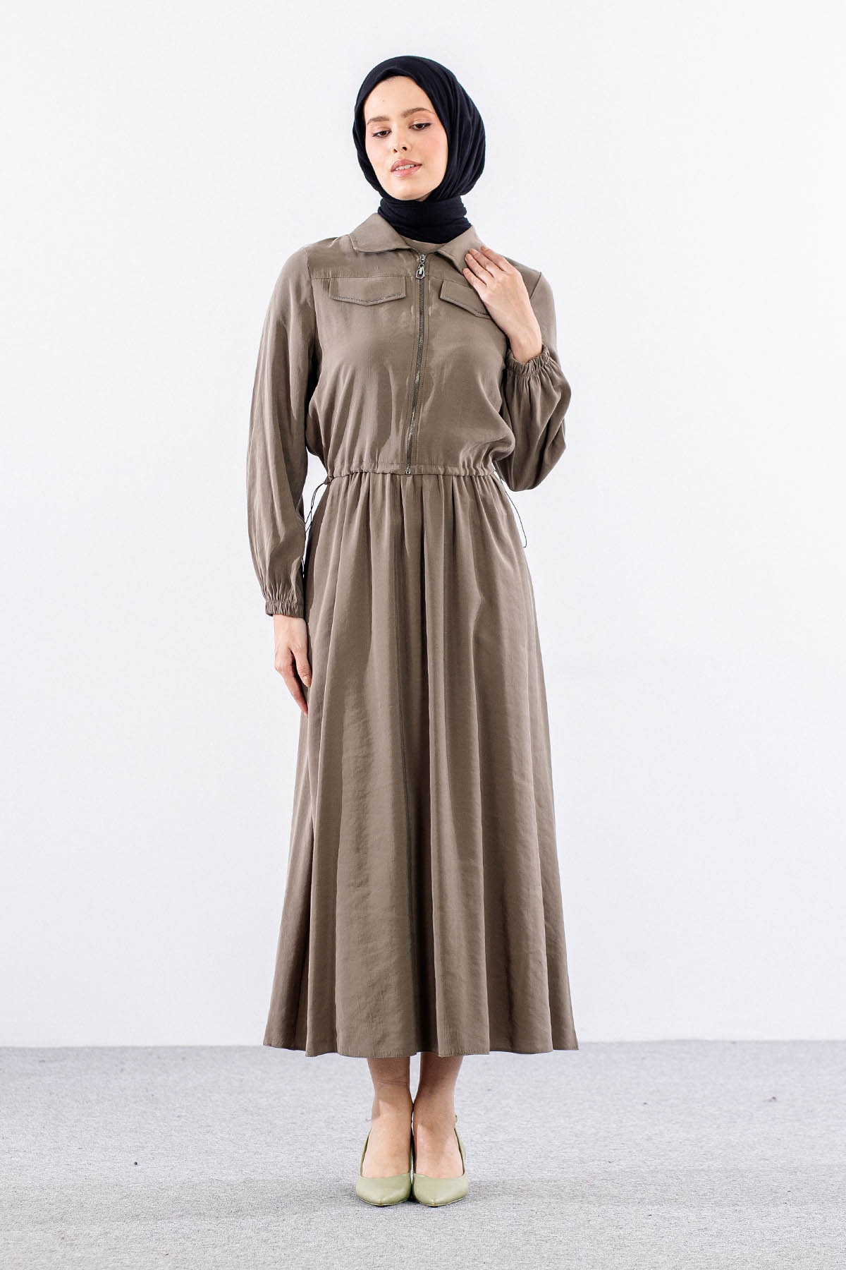 2574 Elbise Takim 38-46 - A_yesil - 3