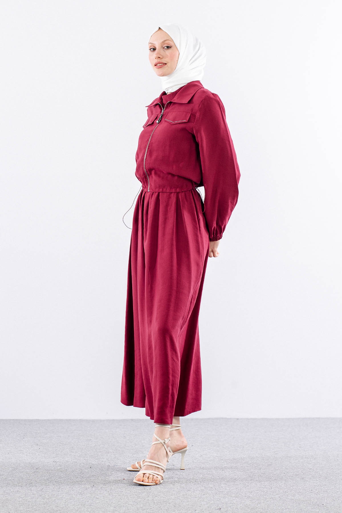 2574 Elbise Takim 38-46 - Bordo - 2