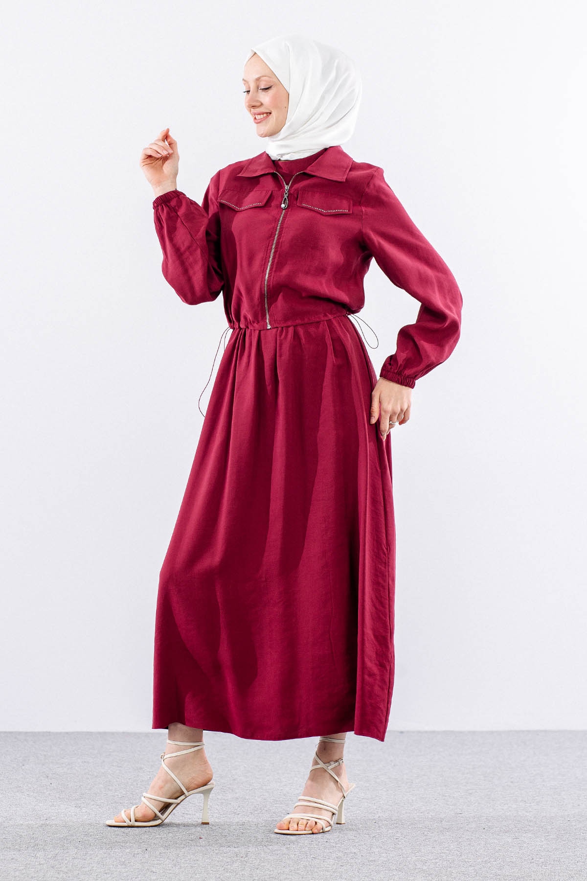 2574 Elbise Takim 38-46 - Bordo - 3