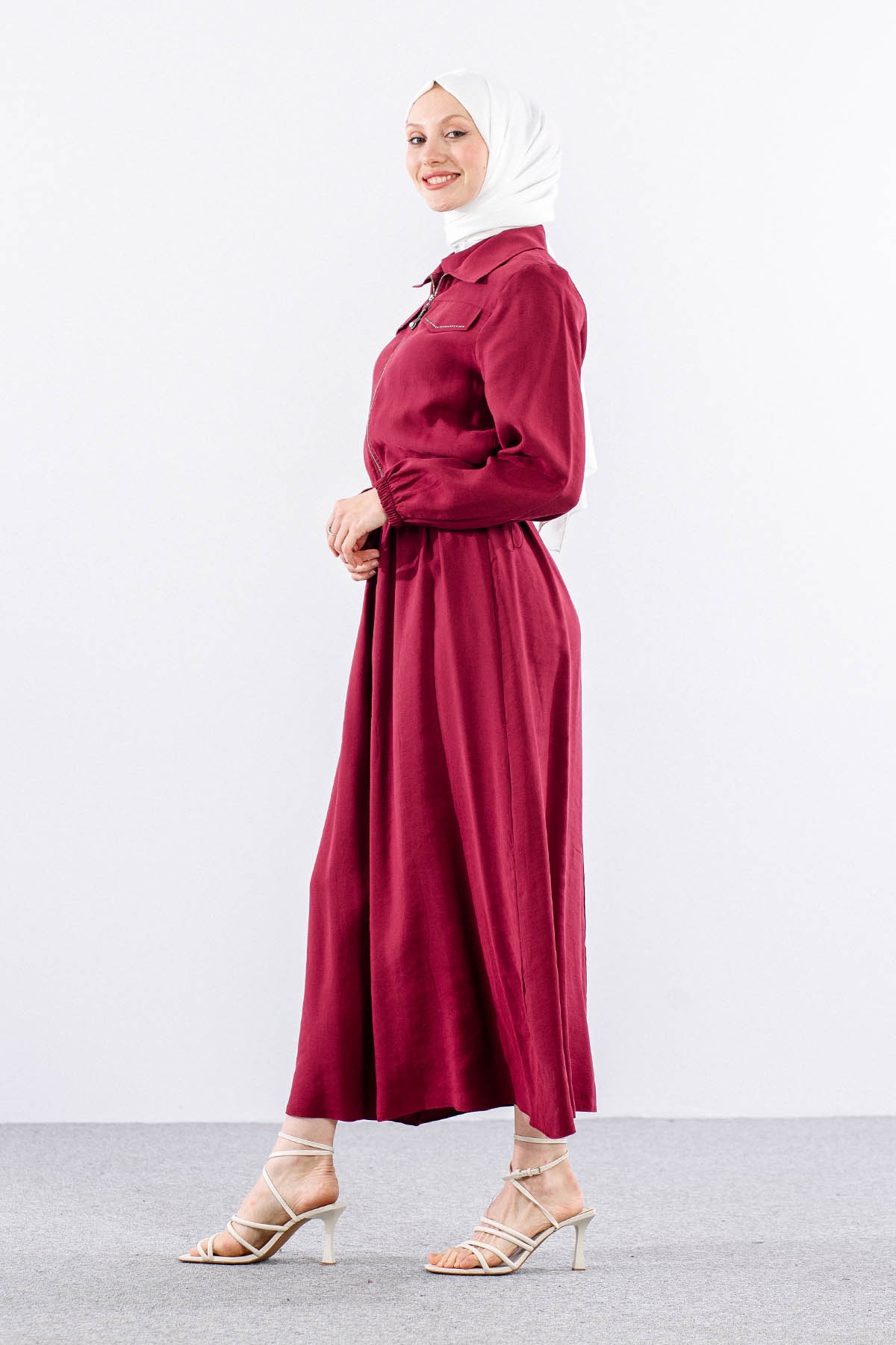 2574 Elbise Takim 38-46 - Bordo - 4