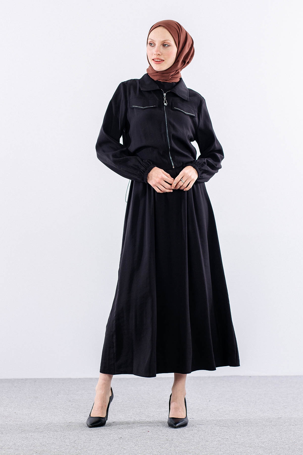 2574 Elbise Takim 38-46 - Siyah - 1