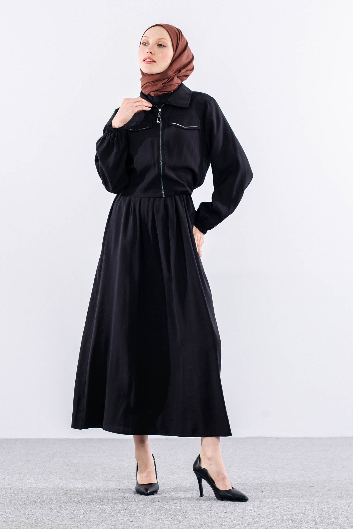 2574 Elbise Takim 38-46 - Siyah - 2