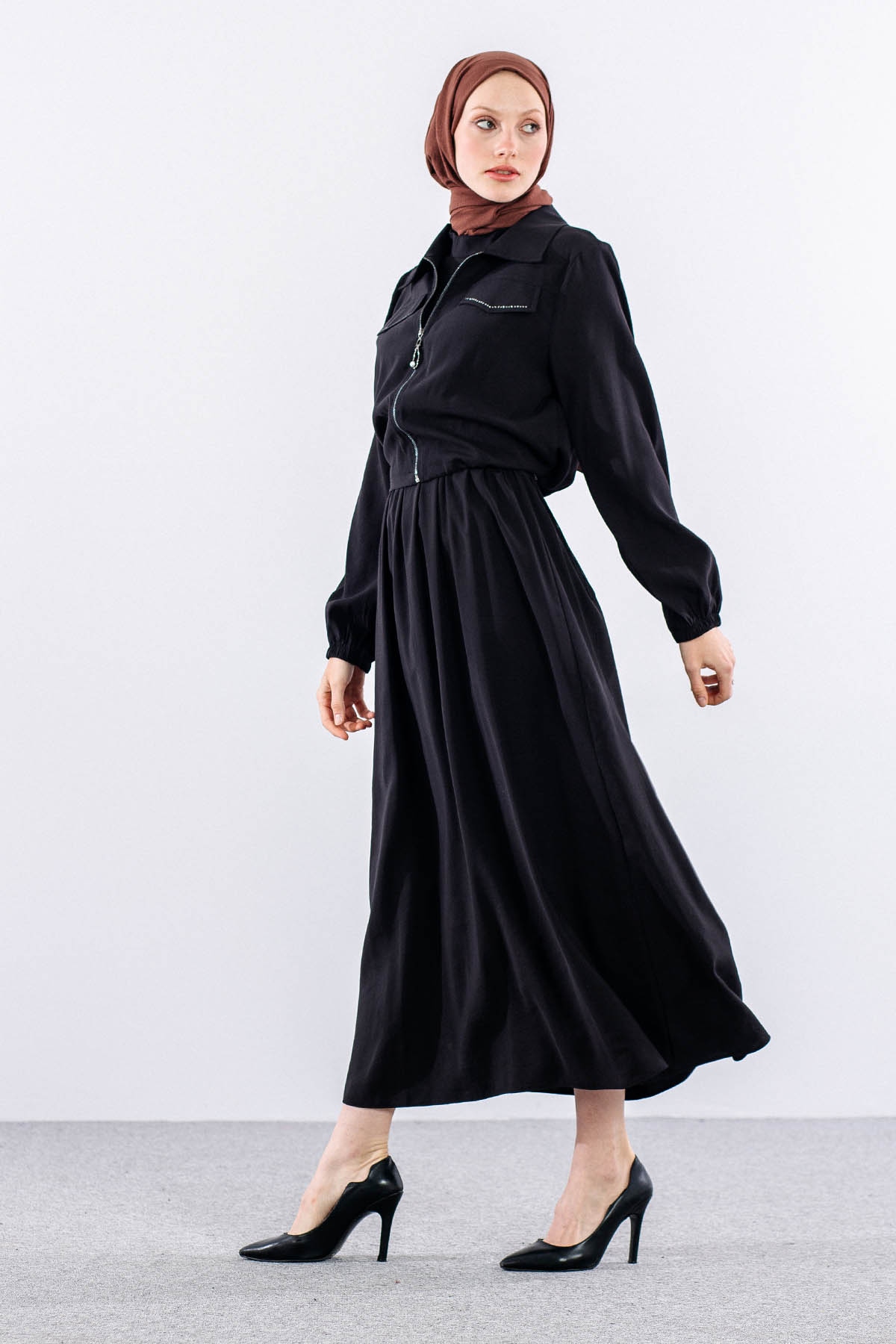 2574 Elbise Takim 38-46 - Siyah - 3
