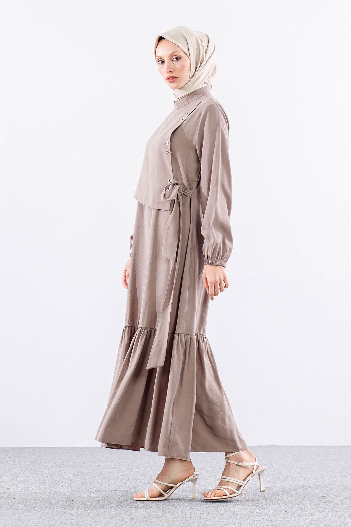 2576 Elbise 38-46 Aller Kuşgözü Detay - Tas - 3