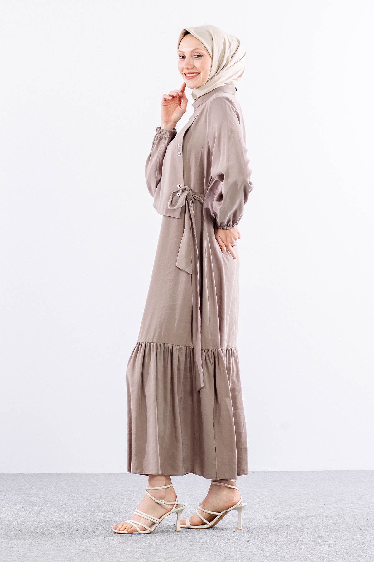 2576 Elbise 38-46 Aller Kuşgözü Detay - Tas - 4