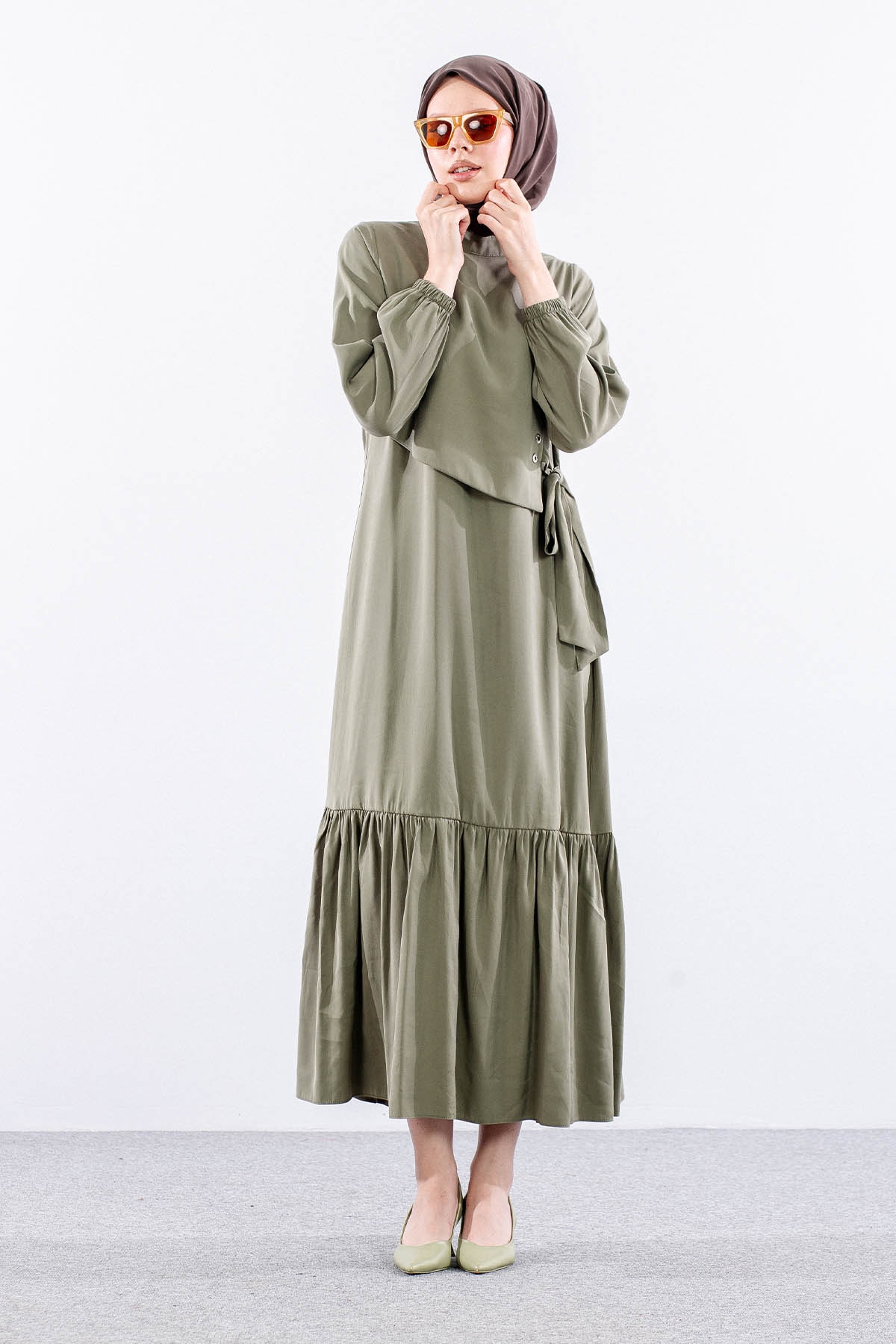 2576 Elbise 38-48 Kusgozu Detay - A_yesil - 2