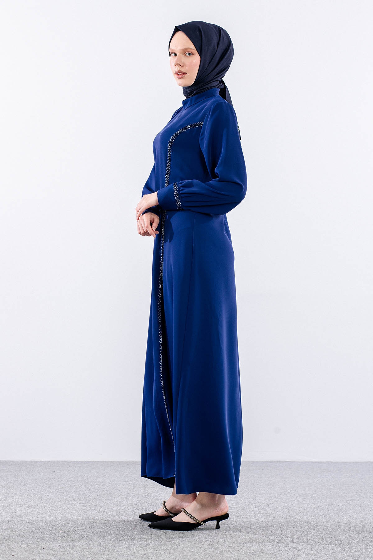 2579 Elbise 42-50 Boncuk ısleme Detay - Sax - 4