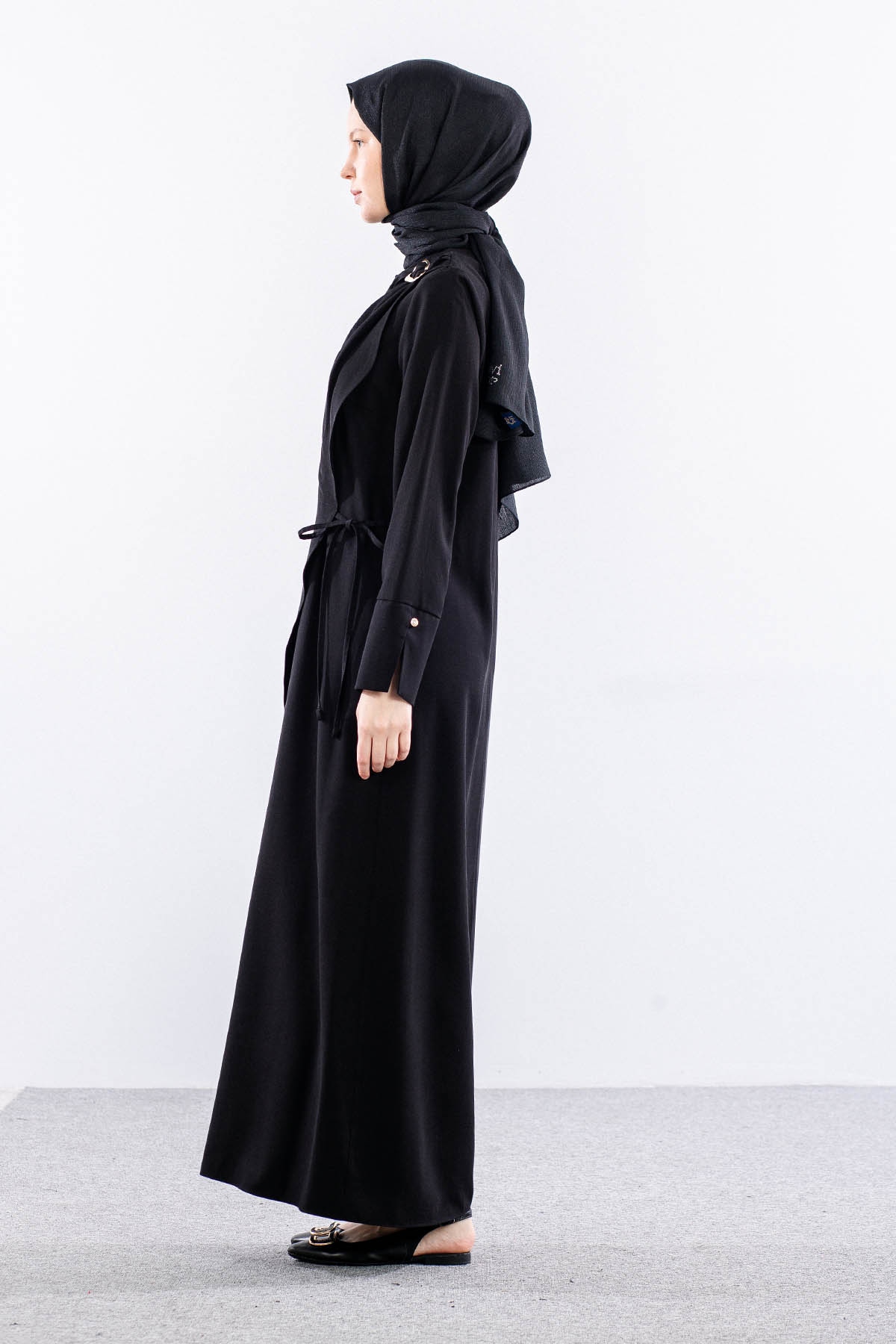 2580 Elbise 38-46 Omuz Toka Detay - Siyah - 4