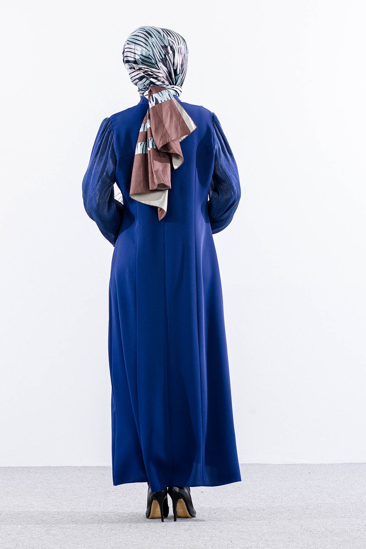 2583 şik Elbi̇se 42-50 Organze Garni - Sax - 5