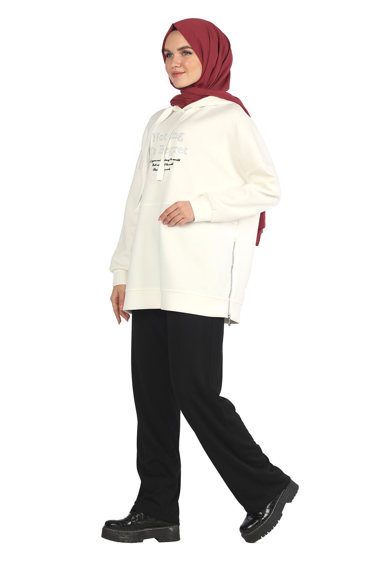 Yandan Fermuarlı Tunik Ekru - 2