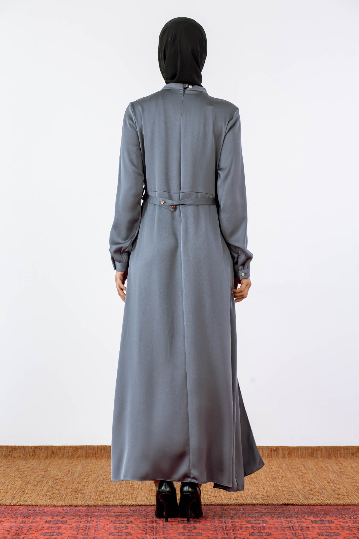 2660 Saten Elbise 42-50 - Antrasit - 4