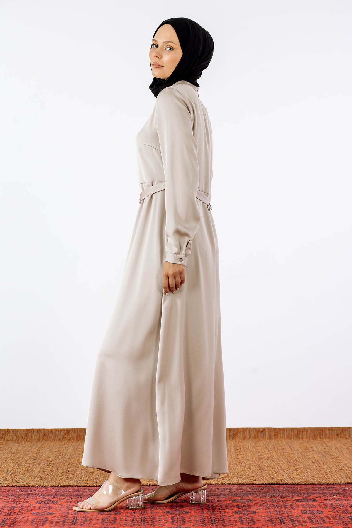 2660 Saten Elbise 42-50 - Tas - 3