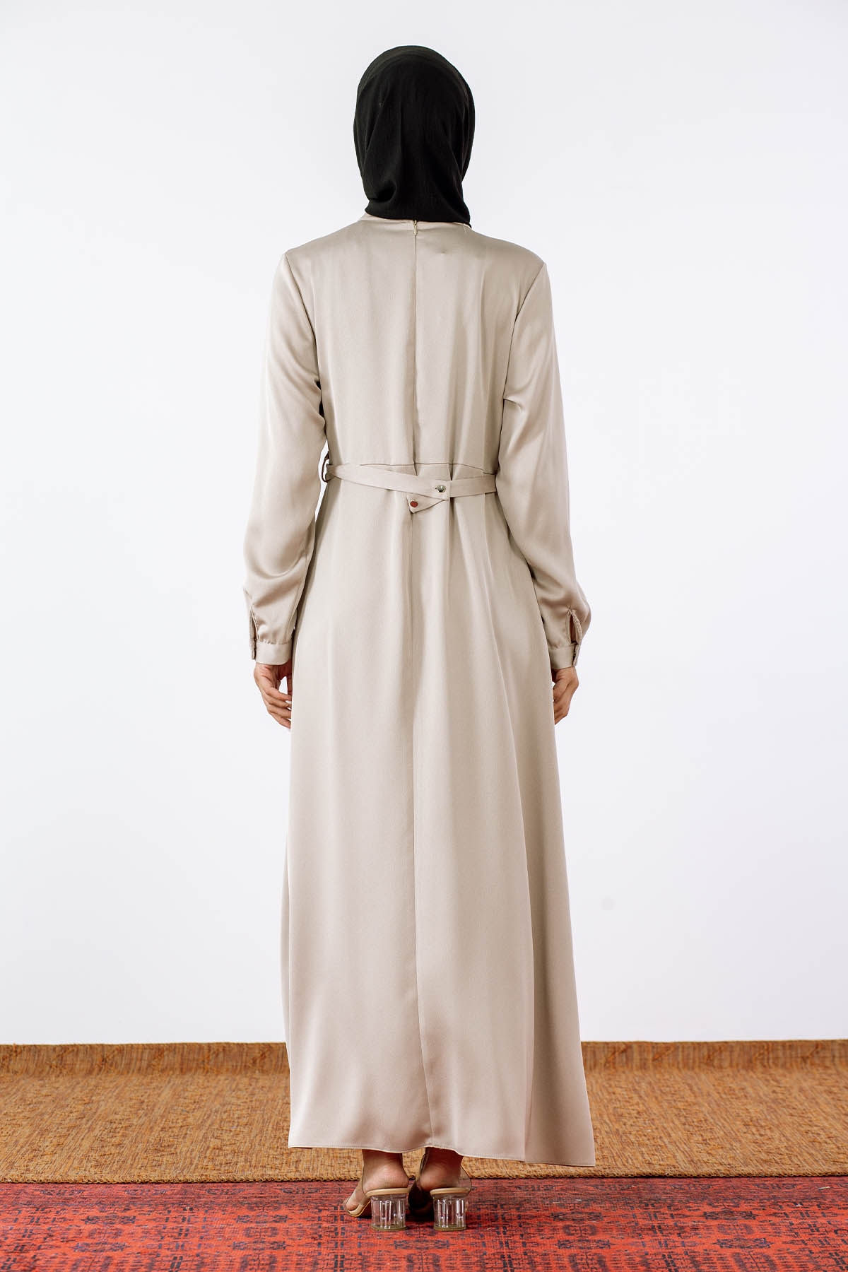 2660 Saten Elbise 42-50 - Tas - 4