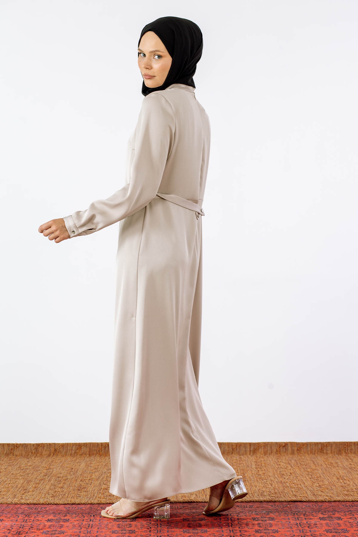 2660 Saten Elbise 42-50 - Tas - 5