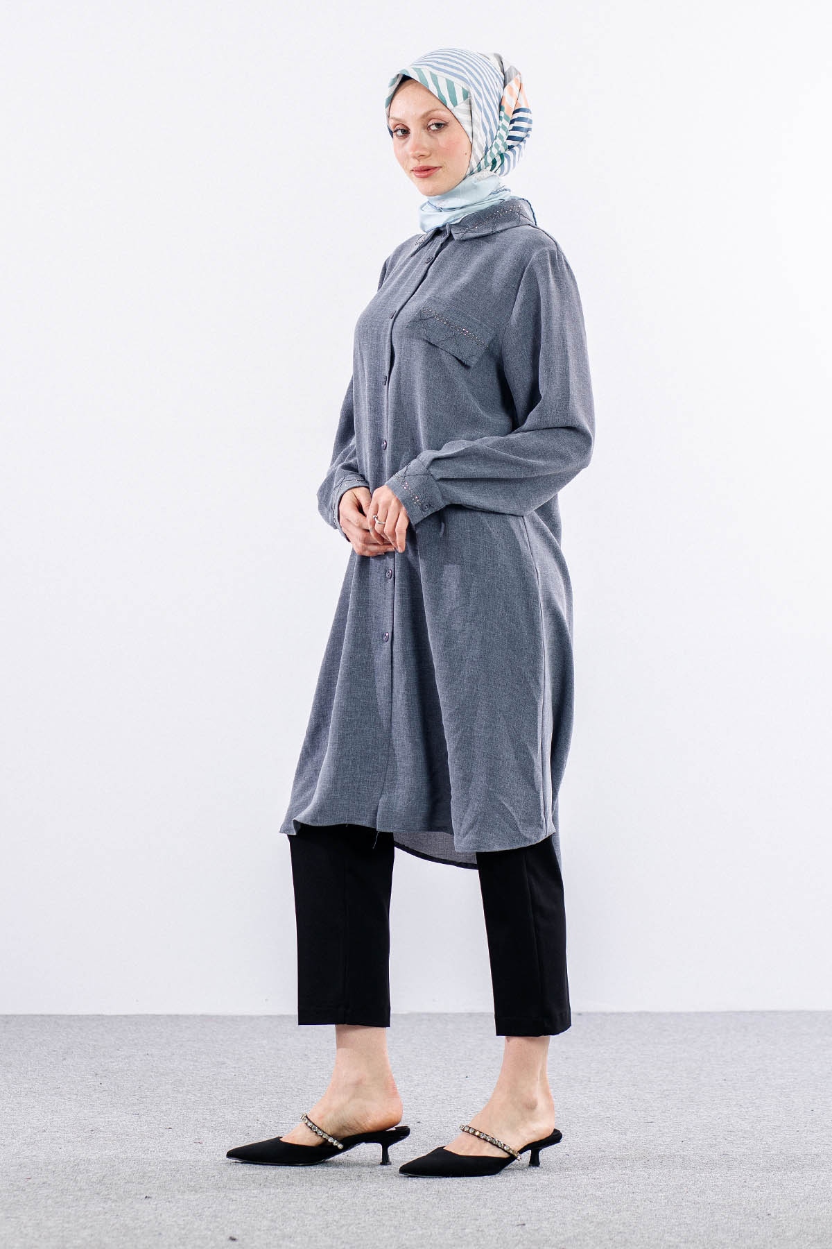 2677 Tunik 44-54 - Gri - 2