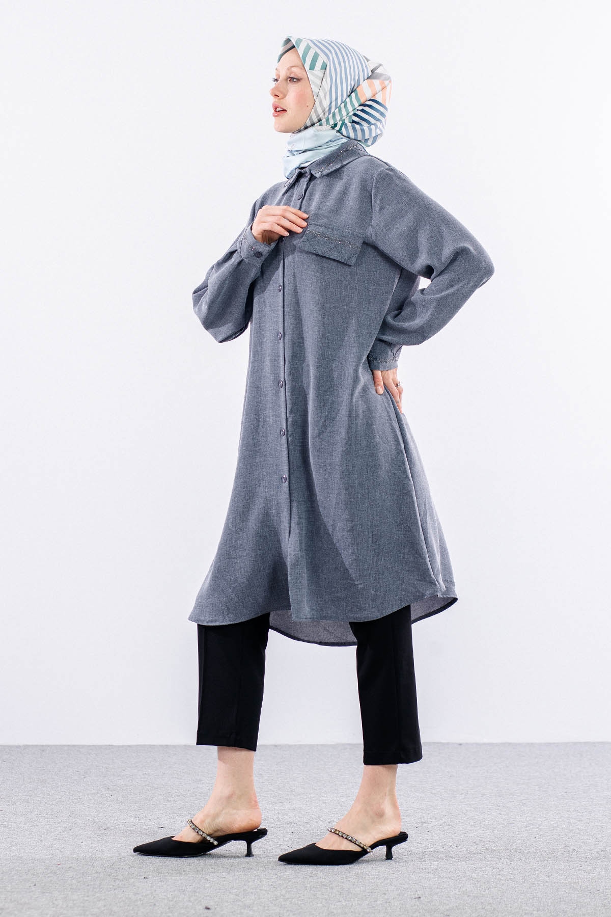 2677 Tunik 44-54 - Gri - 3