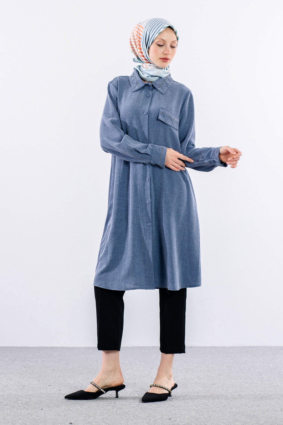 2677 Tunik 44-54 - Mavi - 2