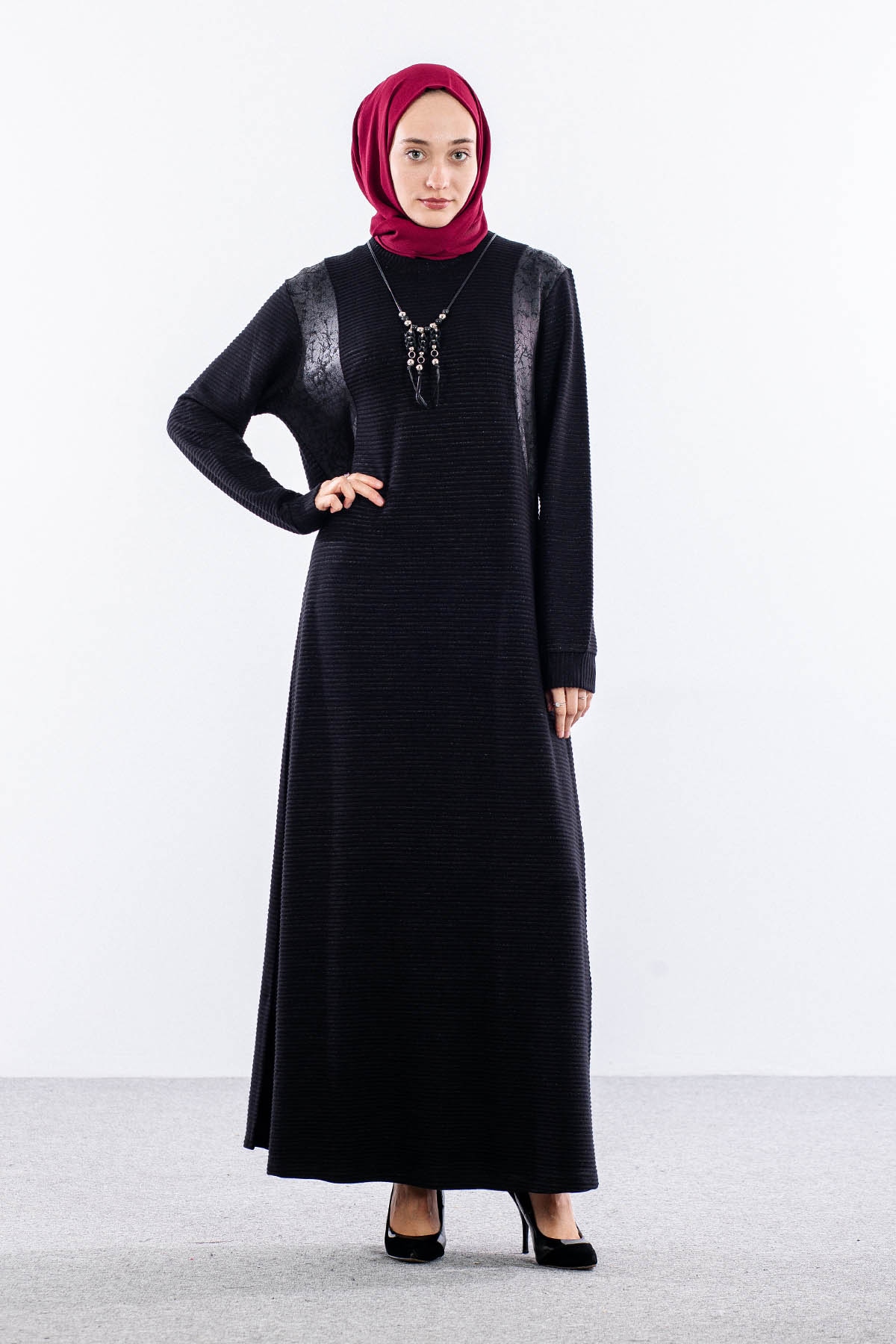 2697 Elbise 44-50 - Siyah - 1