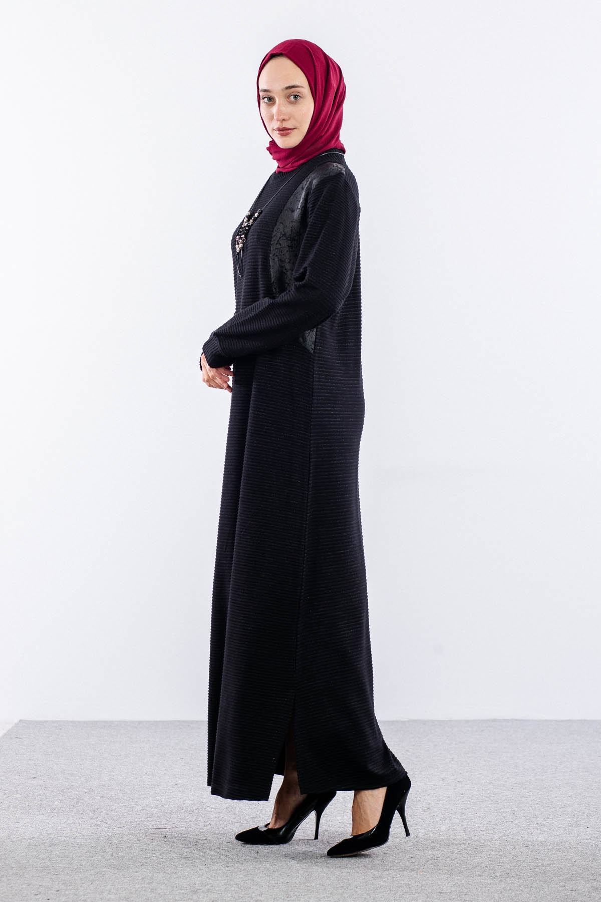 2697 Elbise 44-50 - Siyah - 2