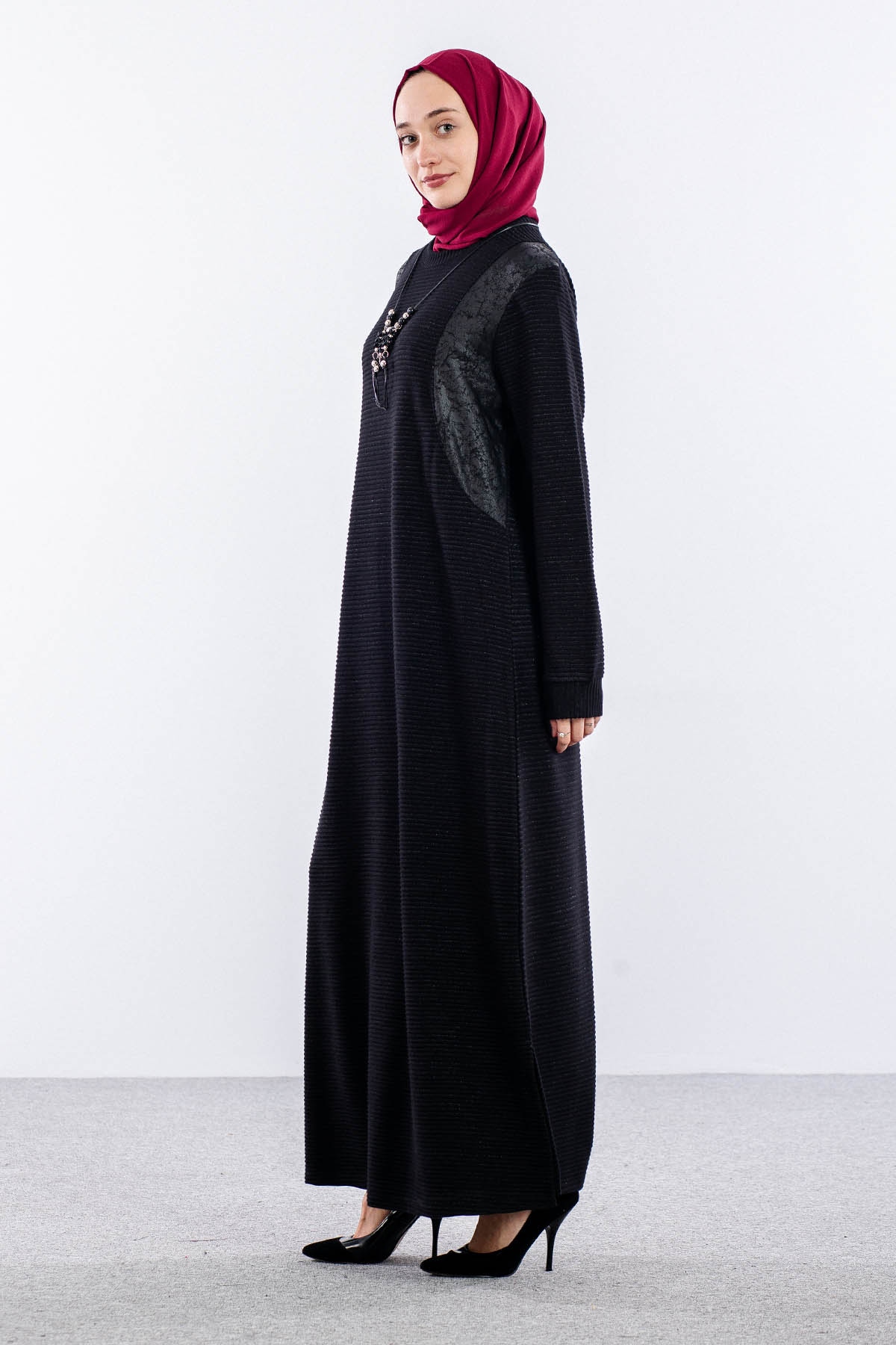 2697 Elbise 44-50 - Siyah - 3