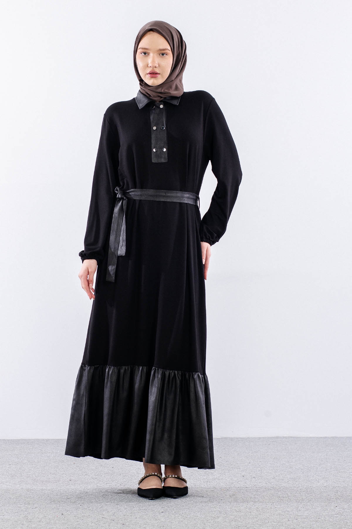 2699 Elbise 44-50 - Siyah - 1