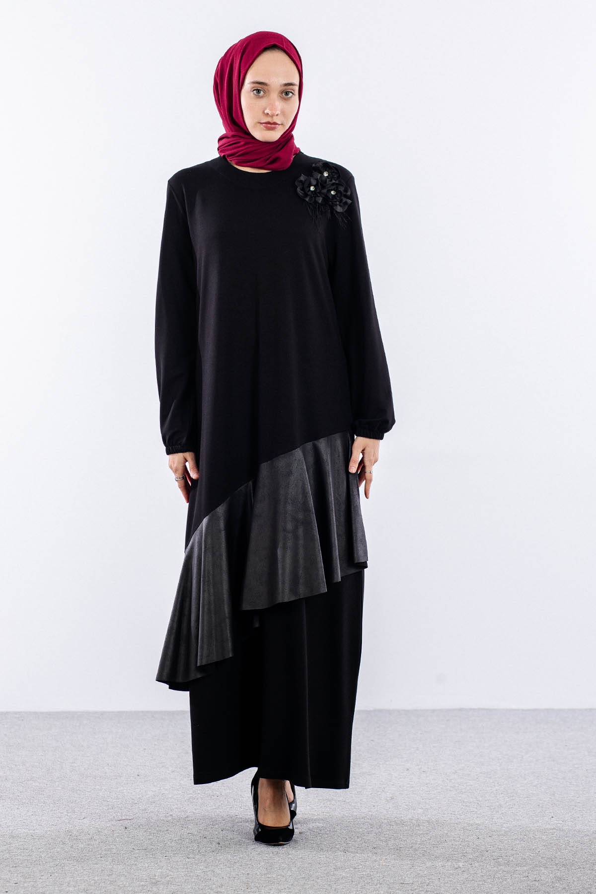 2705 Elbise 44-50 - Siyah - 2