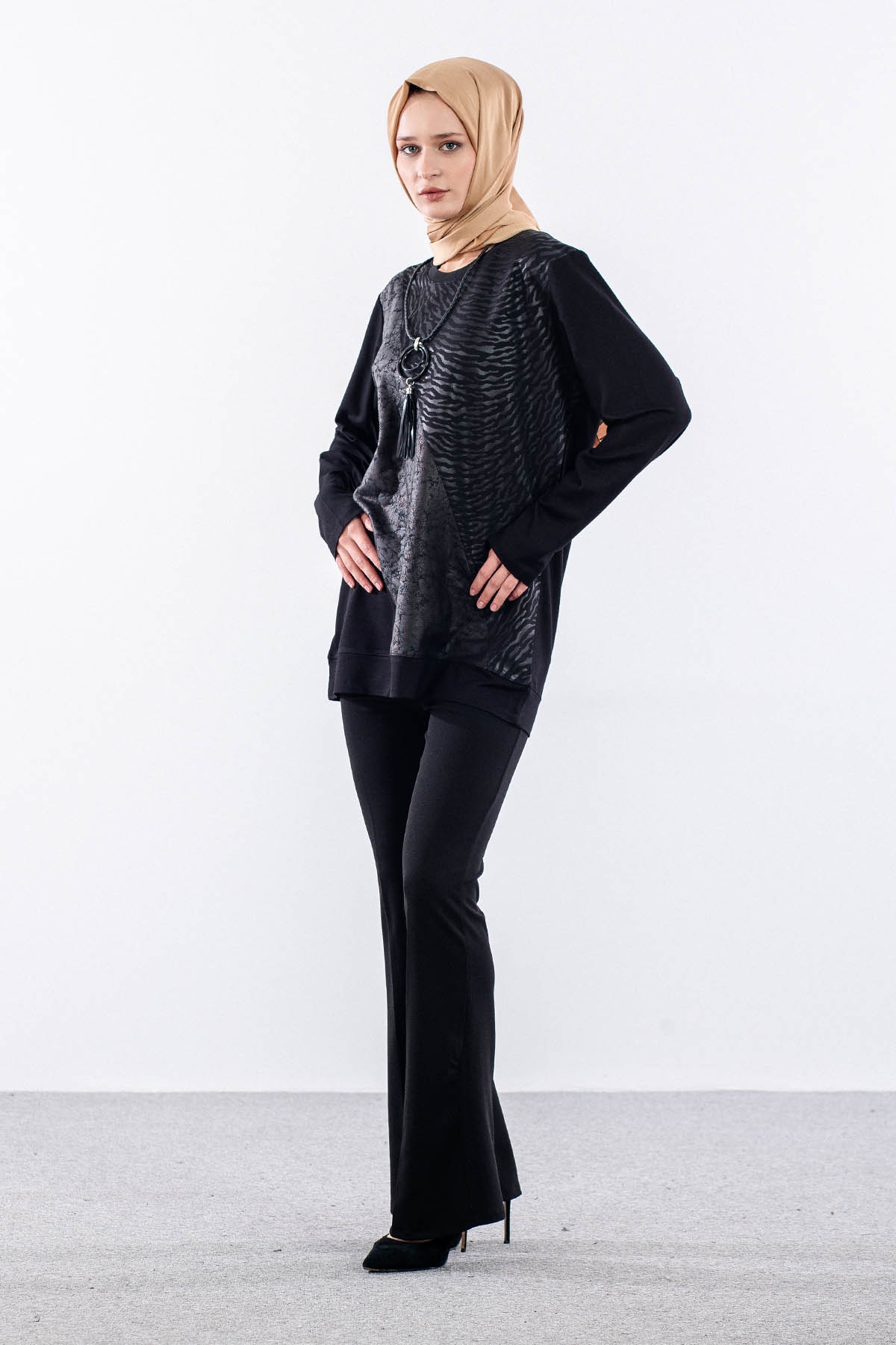 2718 Bluz Tuni̇k 44-50 - Siyah - 1