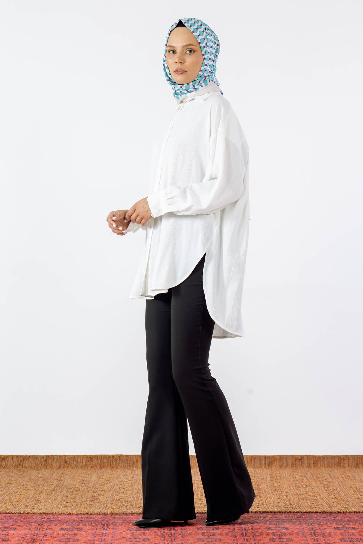 27268 çizgili Gömlek Tek - Ekru - 2