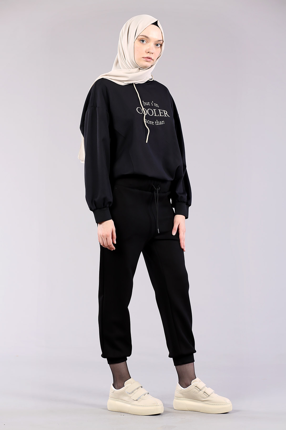 27319 Kordonlu Pantolon S-m-l - Siyah - 1