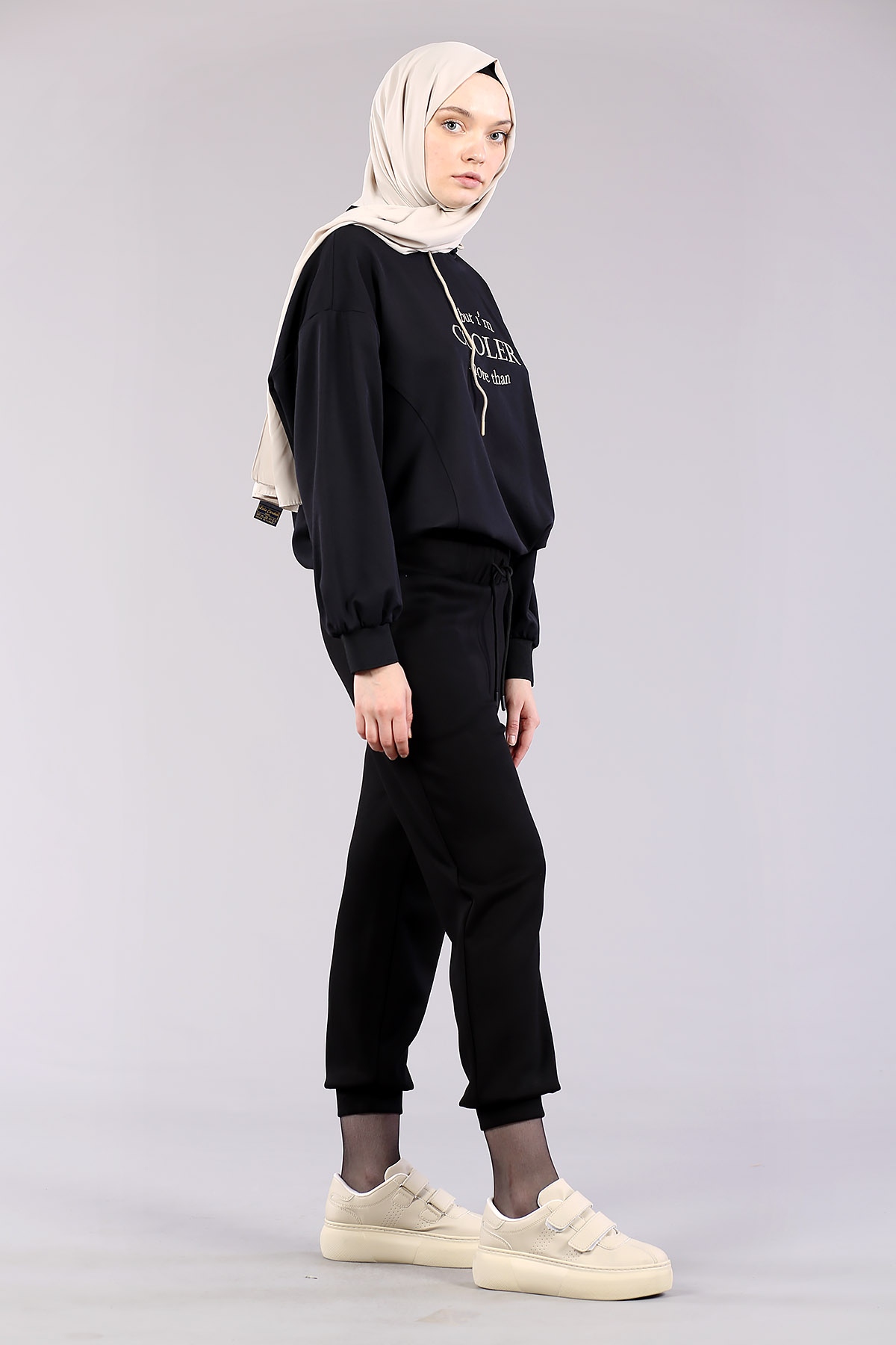 27319 Kordonlu Pantolon S-m-l - Siyah - 3