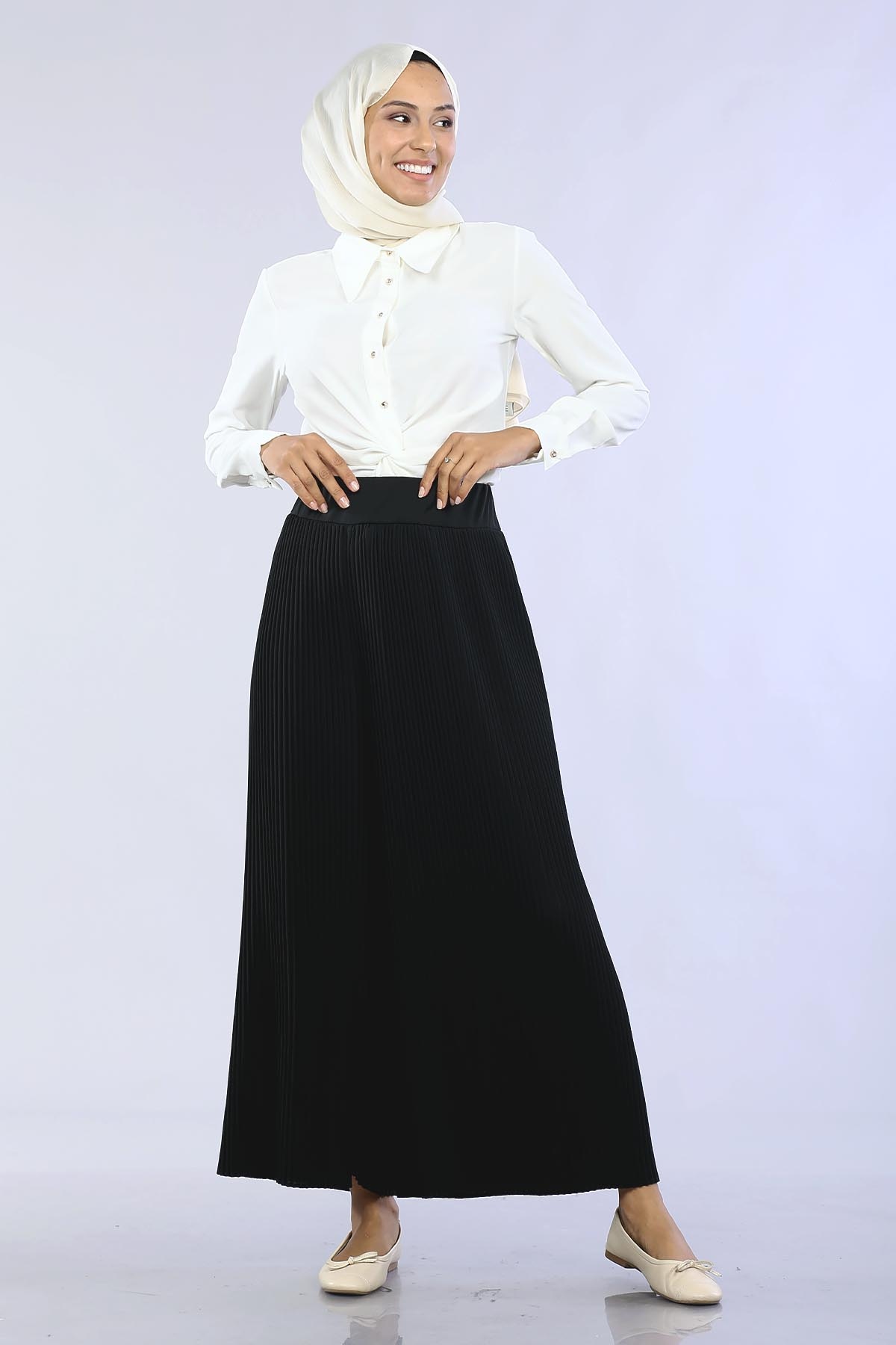 27345 Pantolon S-l Plise - Siyah - 1