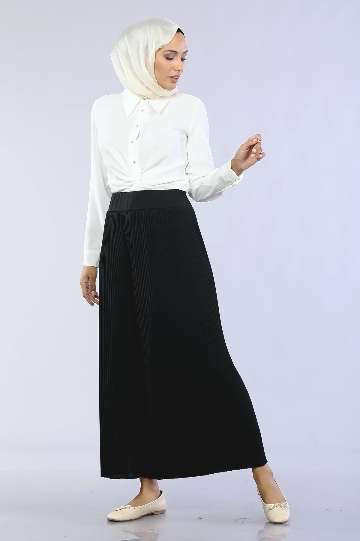 27345 Pantolon S-l Plise - Siyah - 2