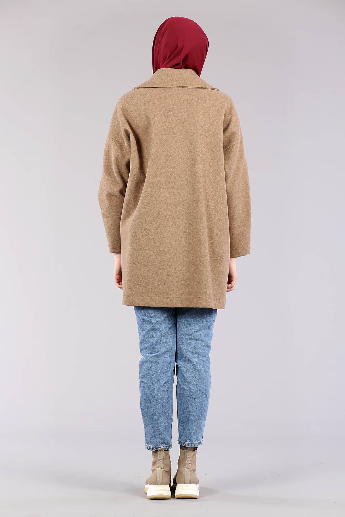 28175 Kruvaze Yaka Kap Tek - Kahve - 5