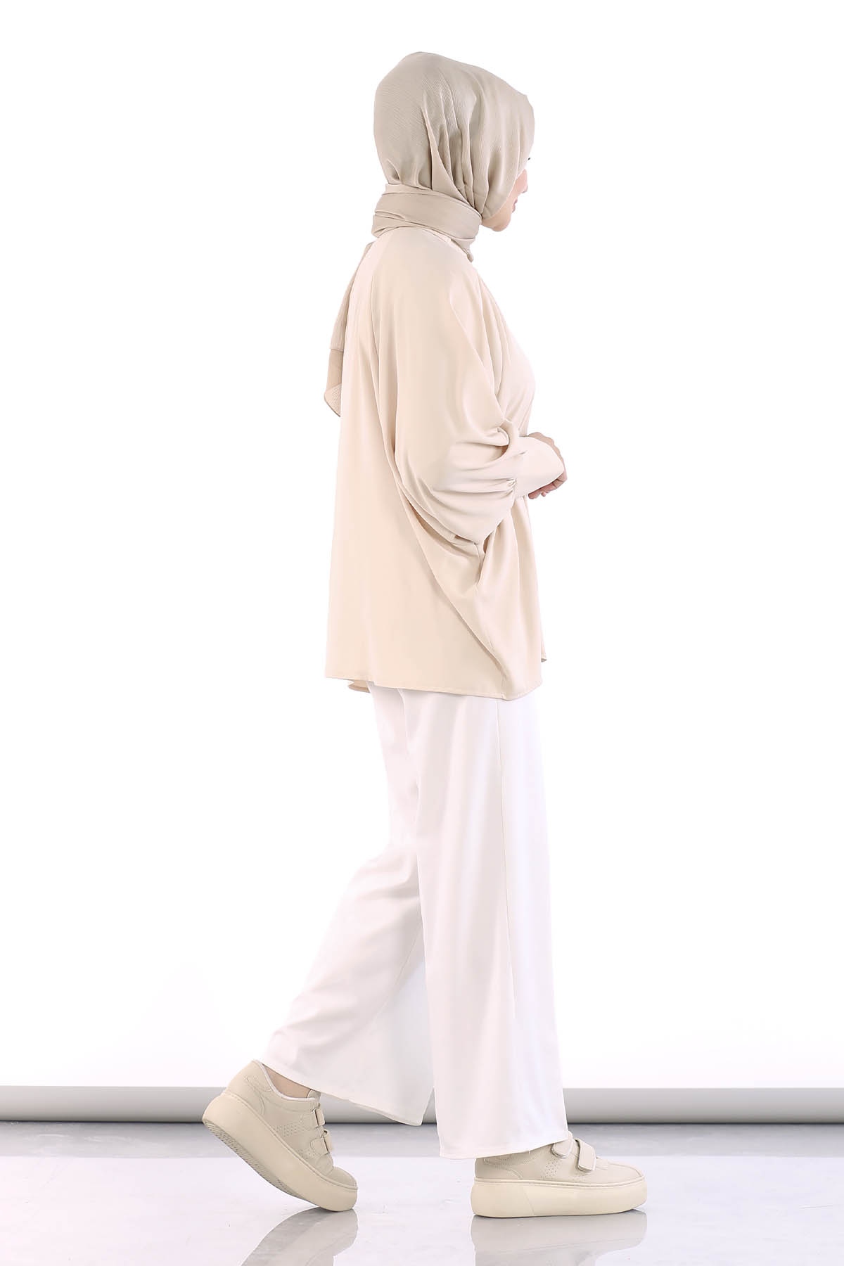 2822-25 Reglan Gömlek Tek - Bej - 4