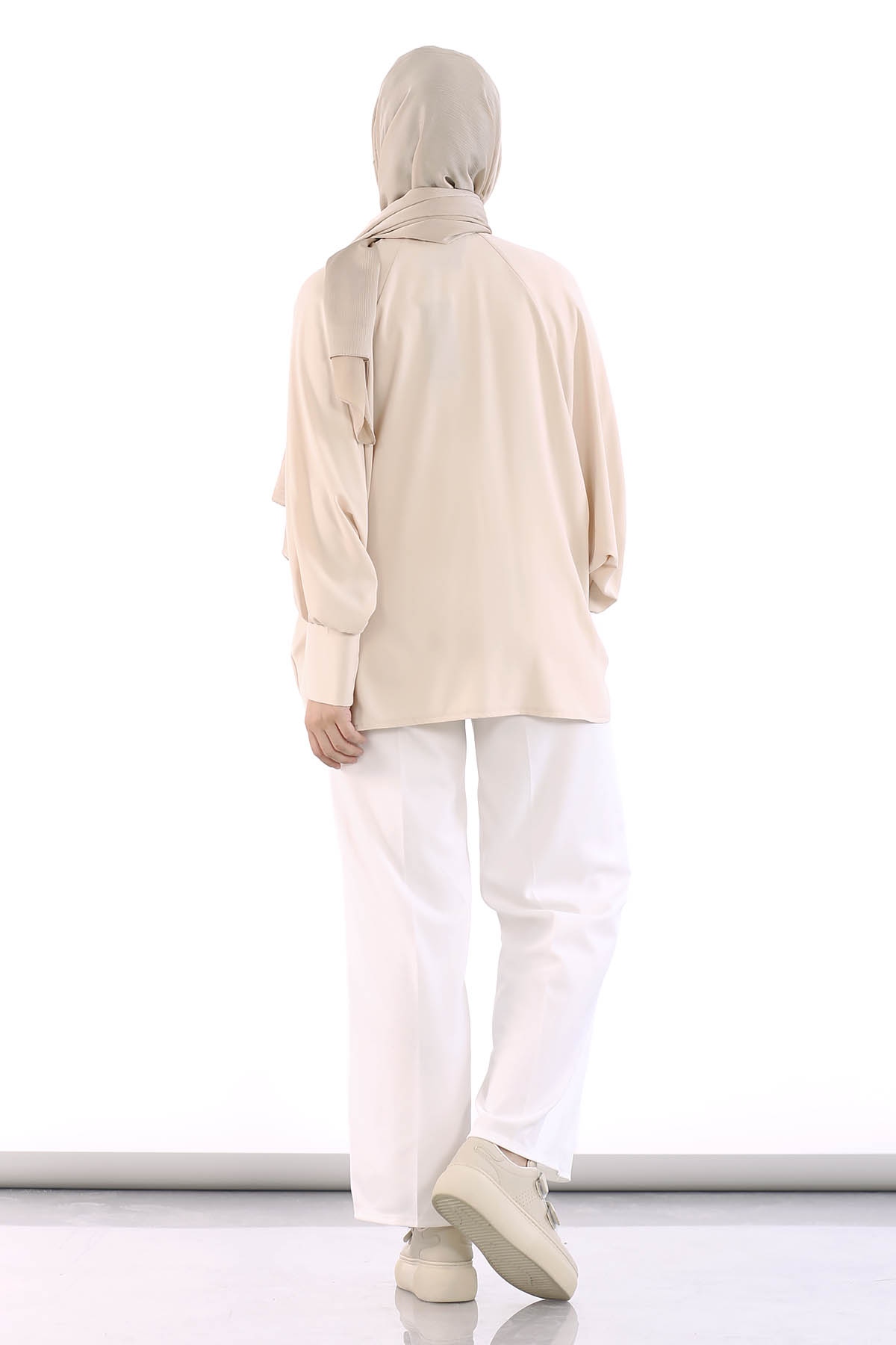 2822-25 Reglan Gömlek Tek - Bej - 5