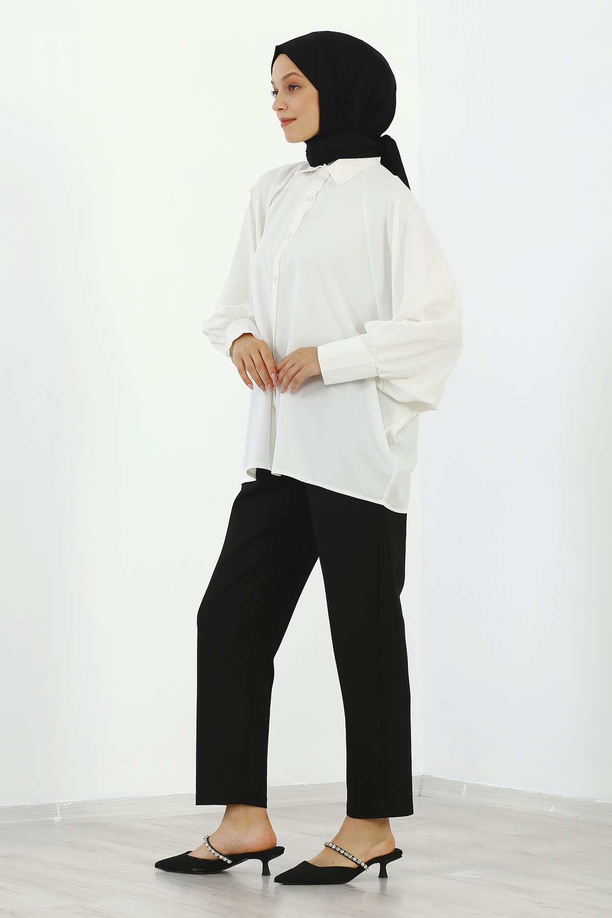 2822-25 Reglan Gömlek Tek - Ekru - 4