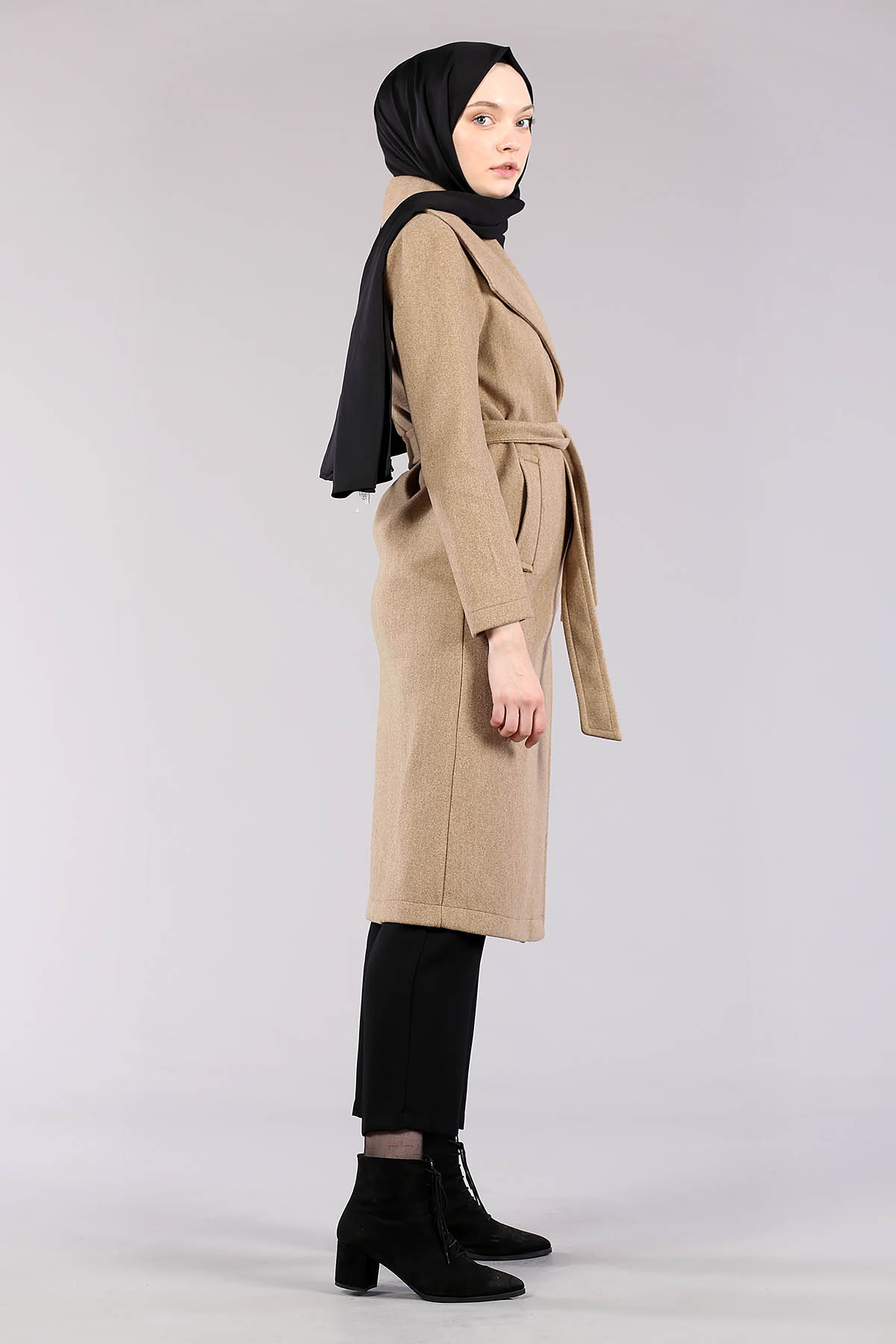 28311 Geniş Yaka Palto S-m-l-xl - Kahve - 2