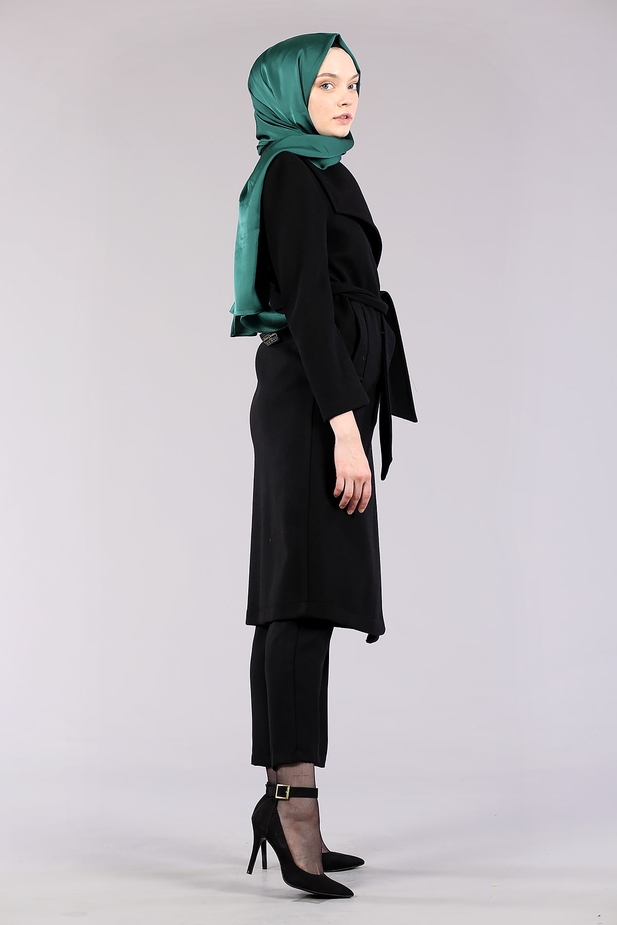 28311 Geniş Yaka Palto S-m-l-xl - Siyah - 4