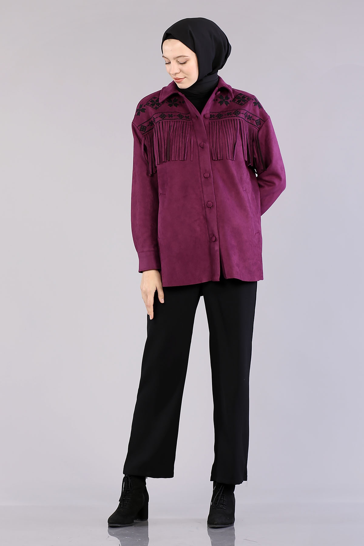 28343 Süet Ceket S-m-l - Pancar - 2