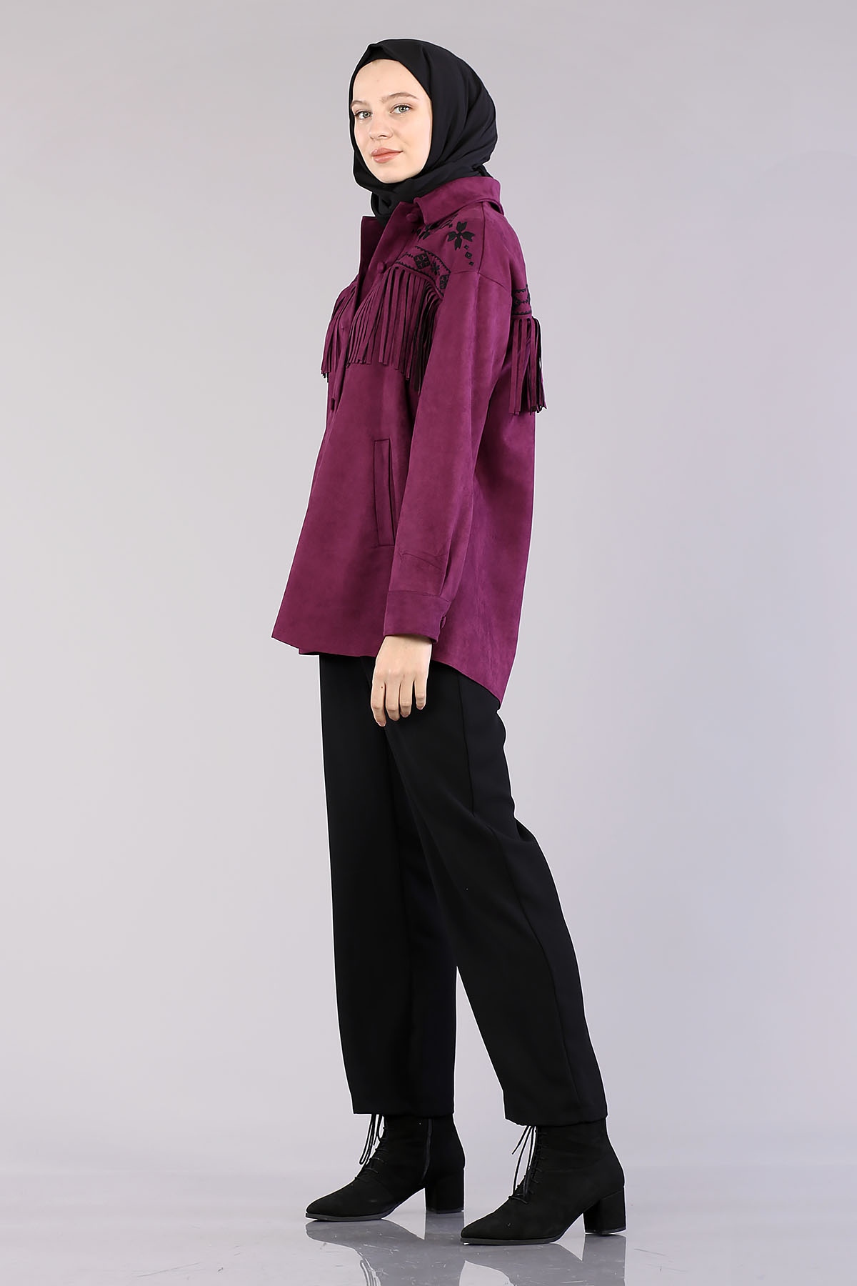 28343 Süet Ceket S-m-l - Pancar - 3