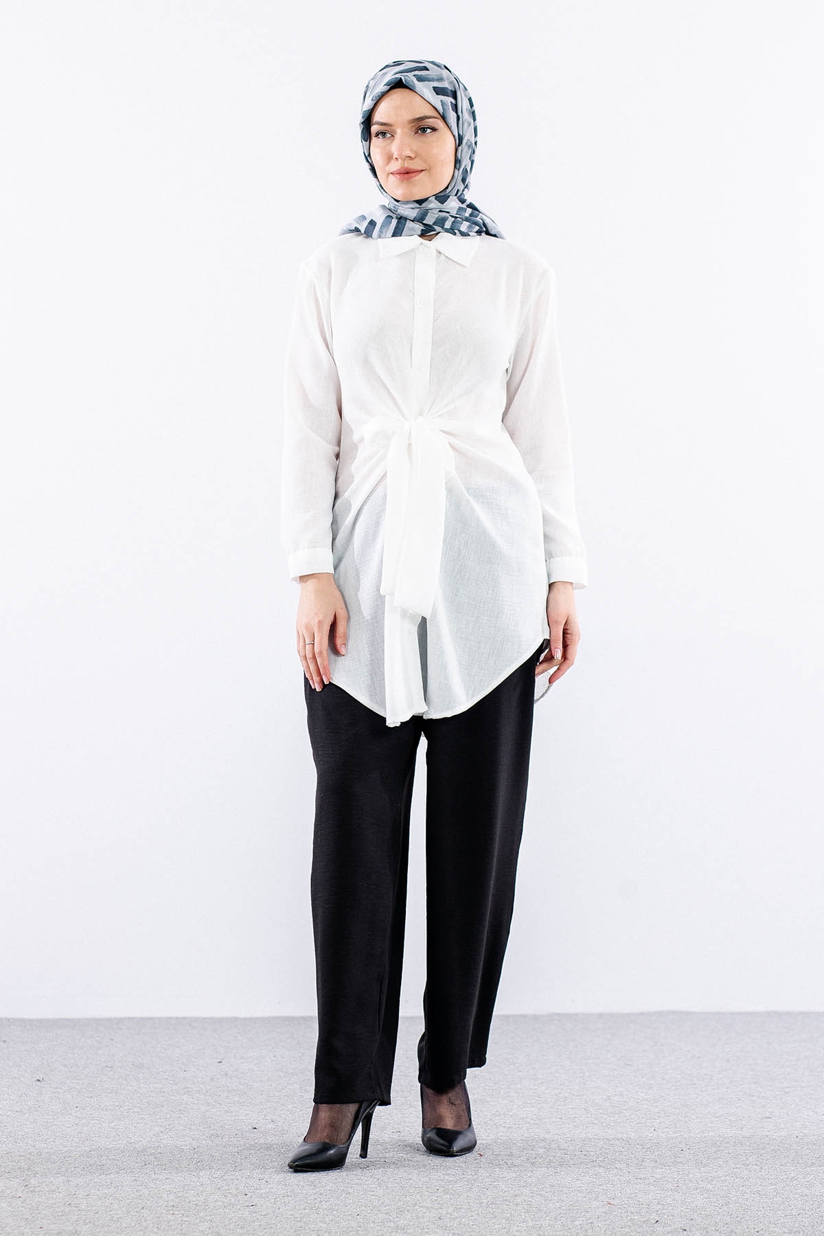 2835-50 Tunik 38-42 Keten Bağli - Ekru - 1