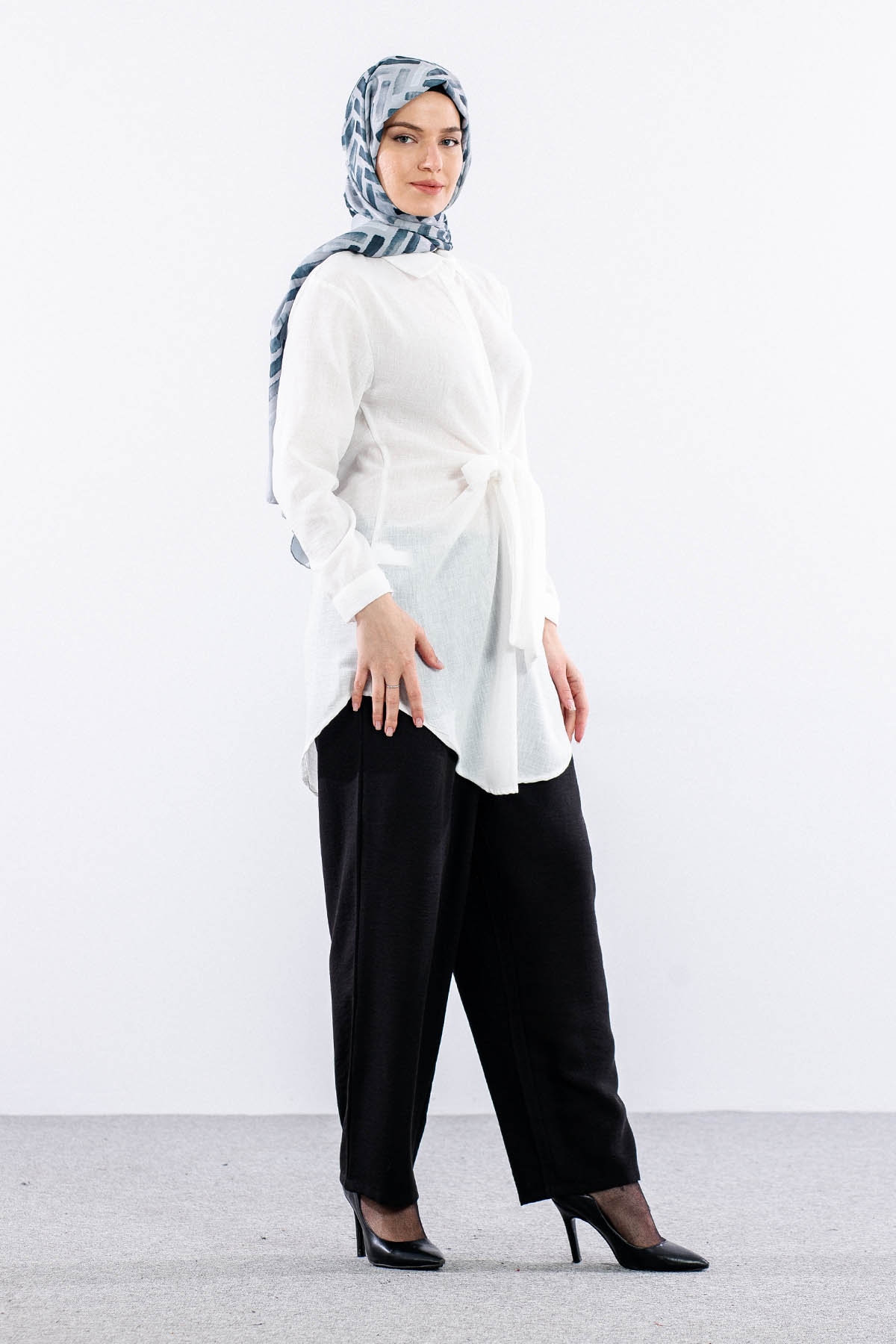 2835-50 Tunik 38-42 Keten Bağli - Ekru - 3