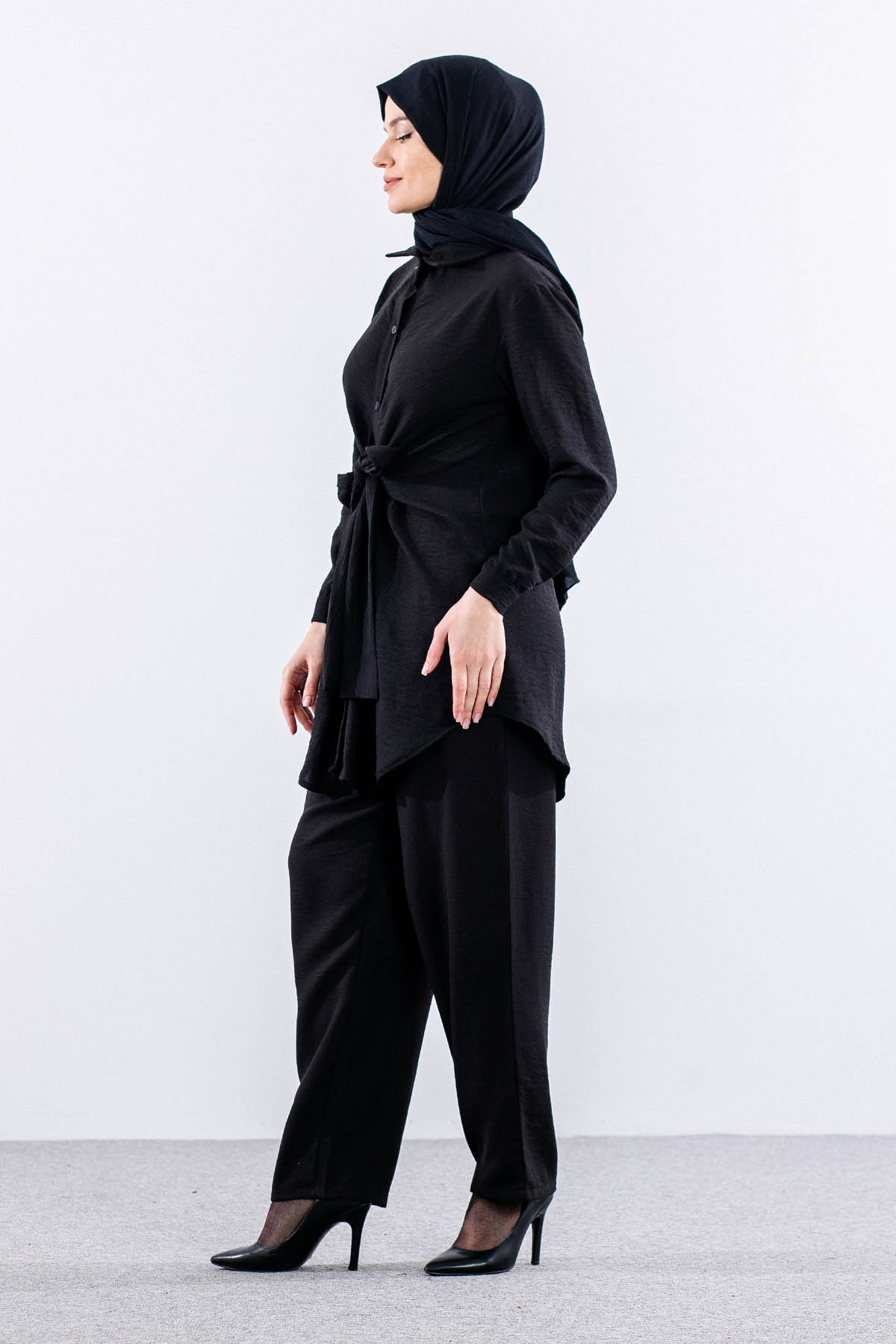 2835-50 Tunik 38-42 Keten Bağli - Siyah - 4