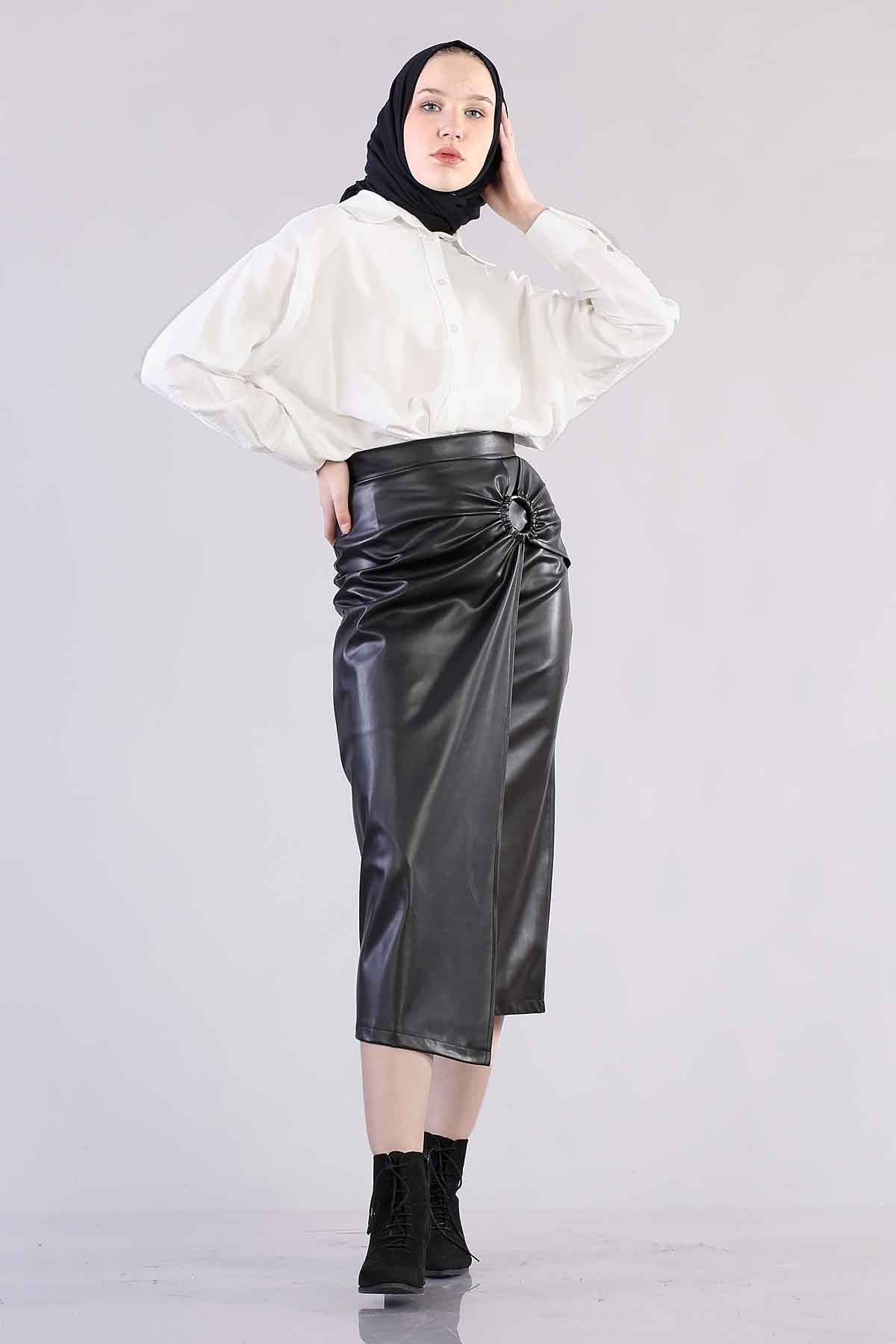 28703 Deri Etek S-m-l-xl Halka - Siyah - 2