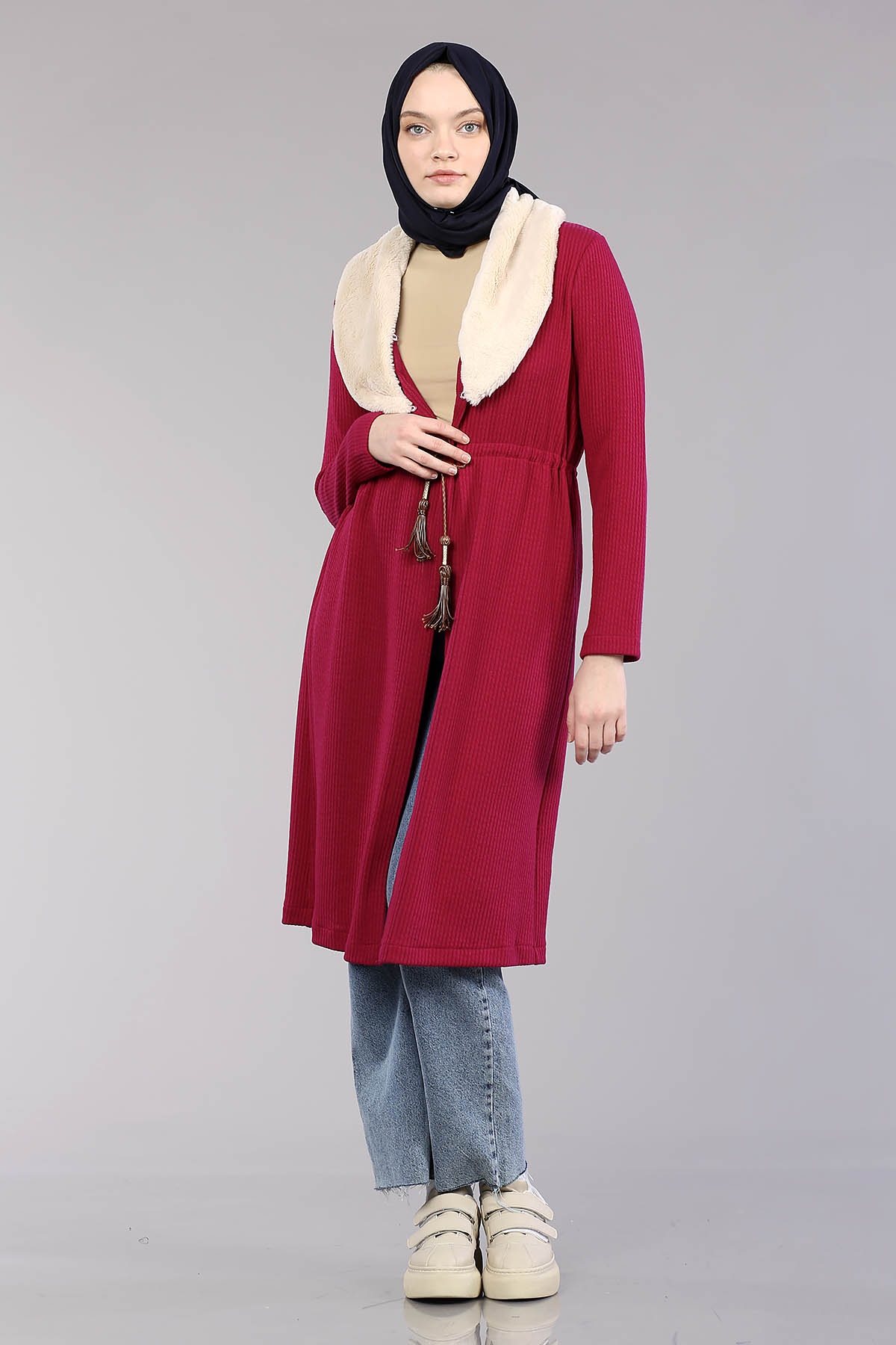 28948 Peluş Yaka Hirka Tek - Orkide Cicek - 1