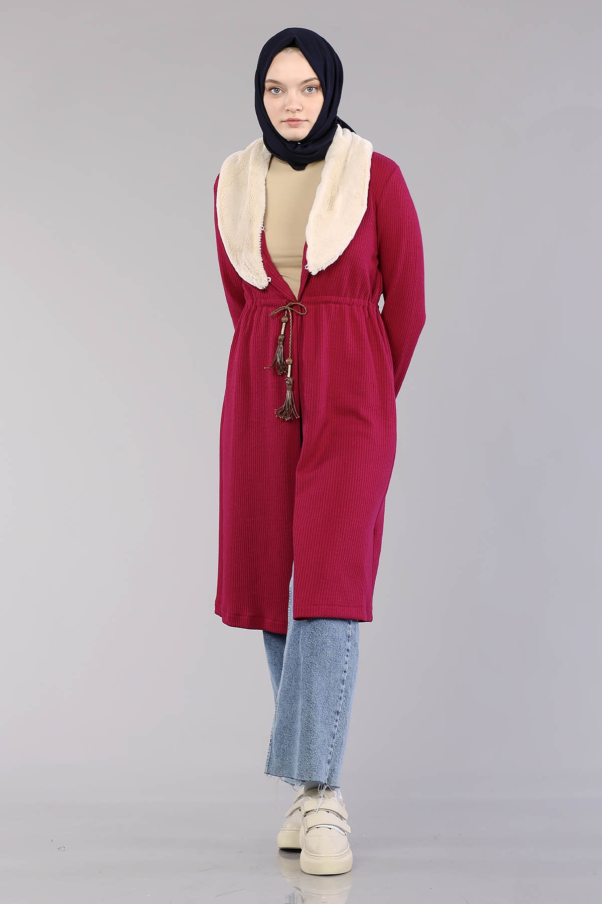 28948 Peluş Yaka Hirka Tek - Orkide Cicek - 2